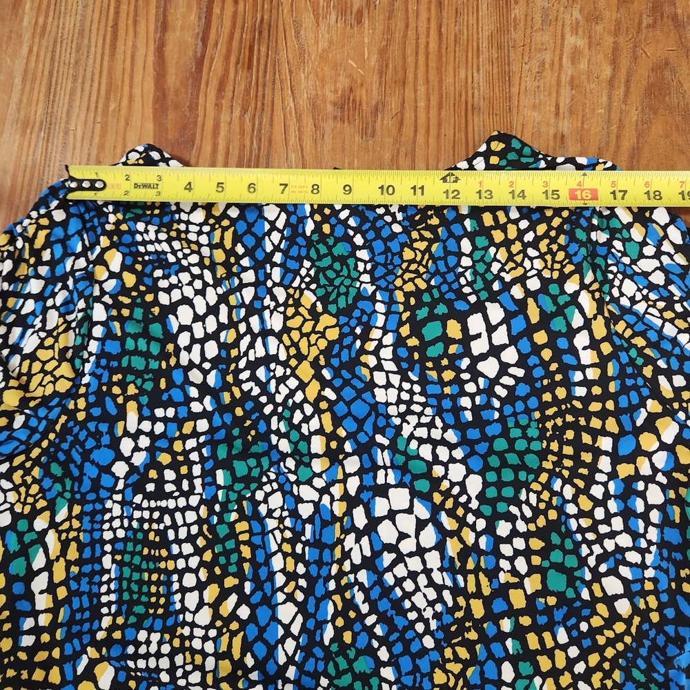 Alfani Woman Green Blue Stretchy Ruched Sides & Short Sleeve Blouse 3X Colorful - Picture 6 of 11